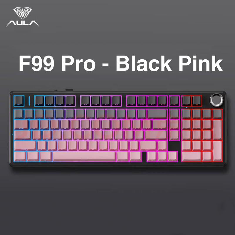 AULA F99 Pro Wireless Mechanical Keyboard,Gasket Hot Swappable Custom Keyboard,Rgb Backlit,Pre-Lubed Linear Switches,Side Printed PBT Keycaps,2.4Ghz/Usb-C/Bt5.0 Mechanical Gaming Keyboard Christmas Gift