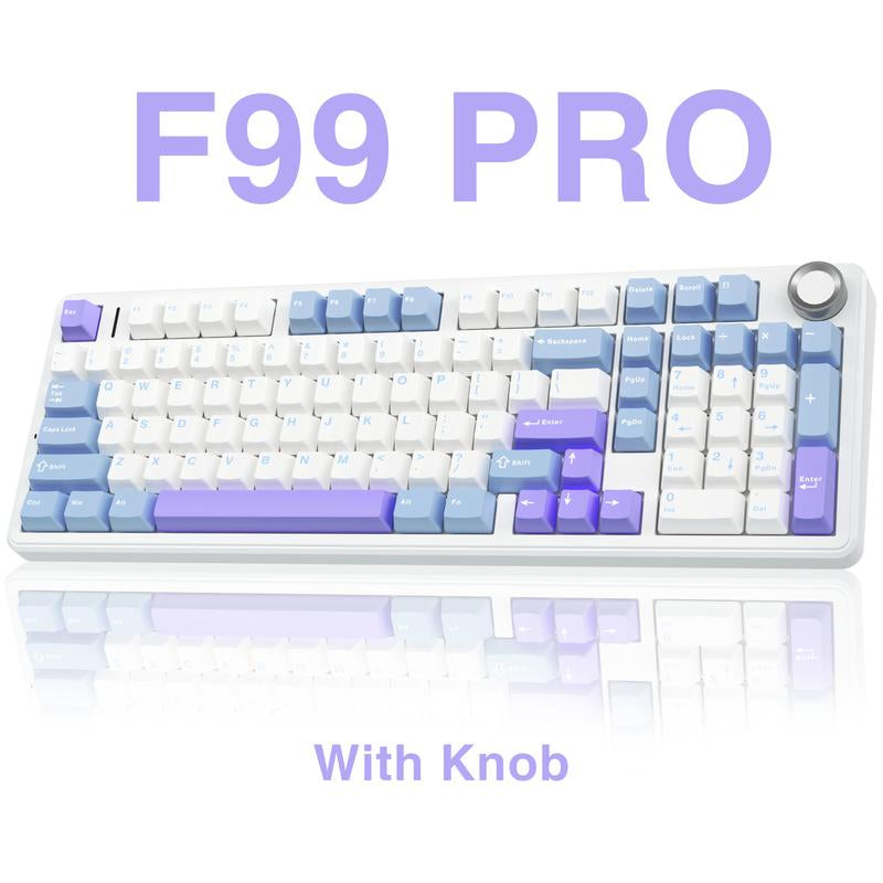 AULA F99 Pro Wireless Mechanical Keyboard,Gasket Hot Swappable Custom Keyboard,Rgb Backlit,Pre-Lubed Linear Switches,Side Printed PBT Keycaps,2.4Ghz/Usb-C/Bt5.0 Mechanical Gaming Keyboard Christmas Gift