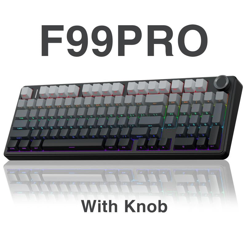 AULA F99 Pro Wireless Mechanical Keyboard,Gasket Hot Swappable Custom Keyboard,Rgb Backlit,Pre-Lubed Linear Switches,Side Printed PBT Keycaps,2.4Ghz/Usb-C/Bt5.0 Mechanical Gaming Keyboard Christmas Gift